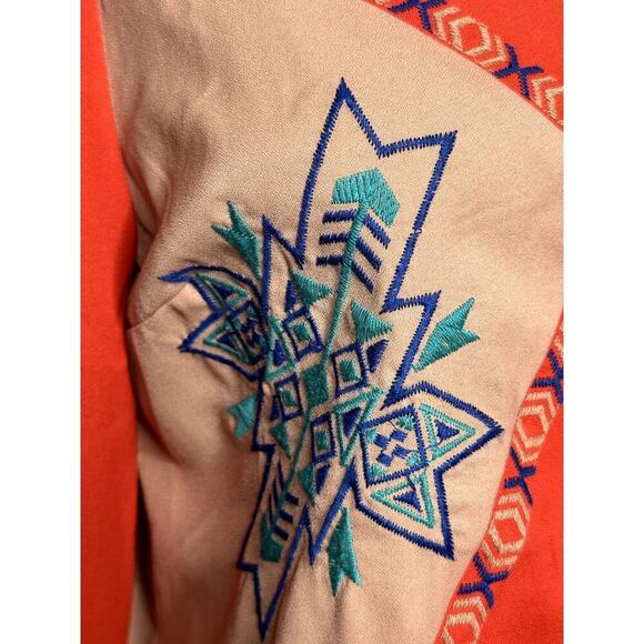 Billy by Flying Tomatoe Orange Tribal Ethnic Embroidery Long Sleeve Jacket Sz M - Picture 5 of 7